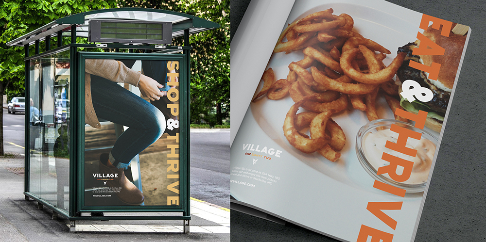 Village One Eighty-Two Print Ads Bus Stop and Magazine